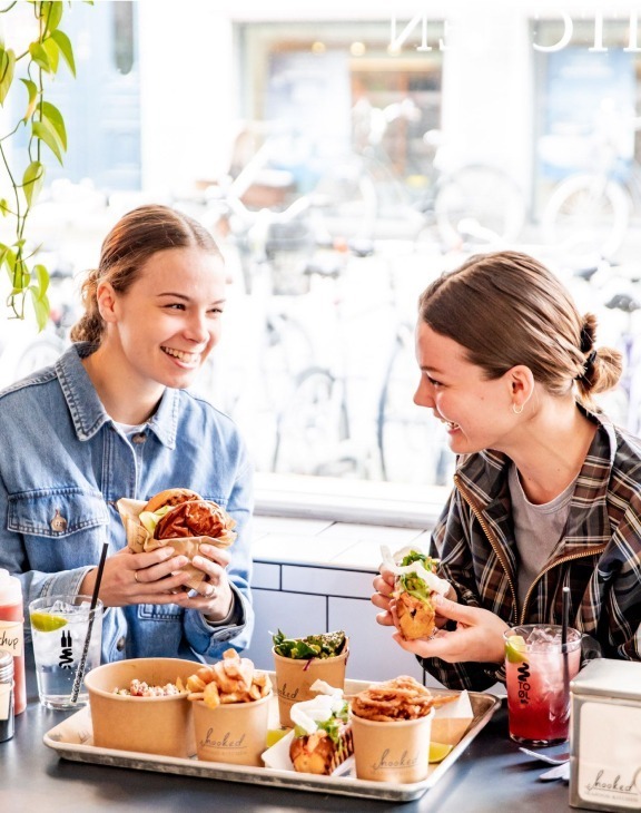 Enjoy your hooked food in the restaurant or as take away