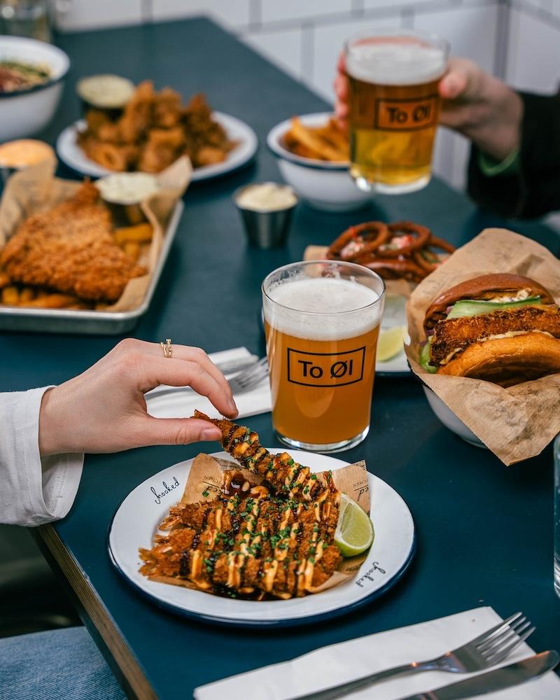 Meeresfrüchte und Fish and Chips im Zentrum von Aarhus