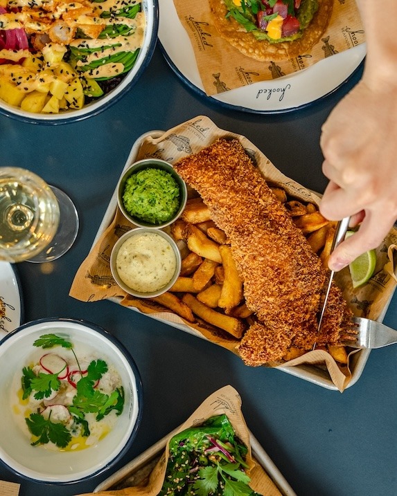 Fisch und Chips im Restaurant Hooked in Østerbro